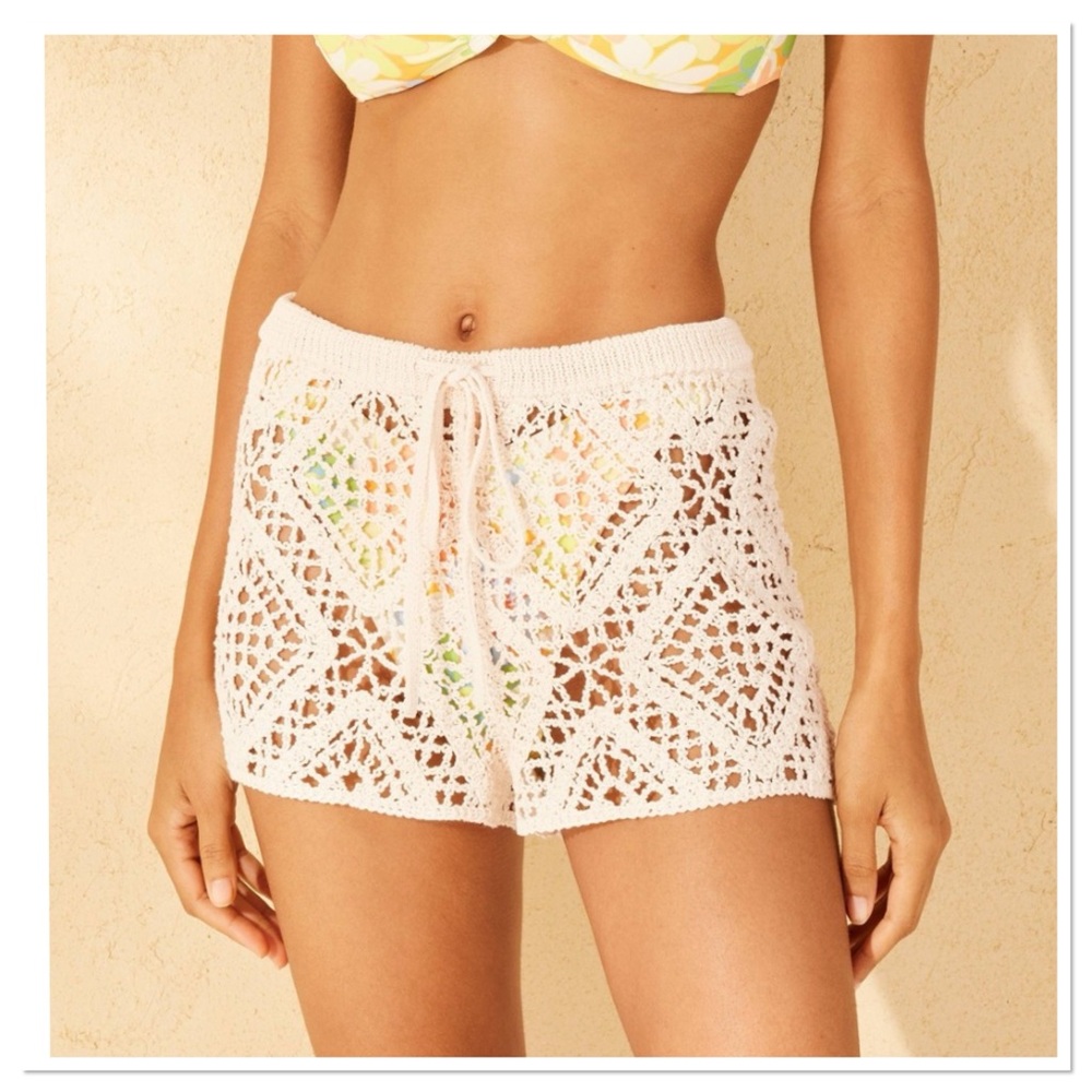 Women’s Drawstring Crochet Swim Cover Up Shorts Wild Fable